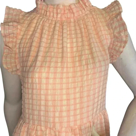 Calixta Gorg Pink Plaid Ruffle Dress Size Small .#87 - Picture 2 of 16